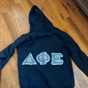 Black Hooded Sweater with Greek Letters